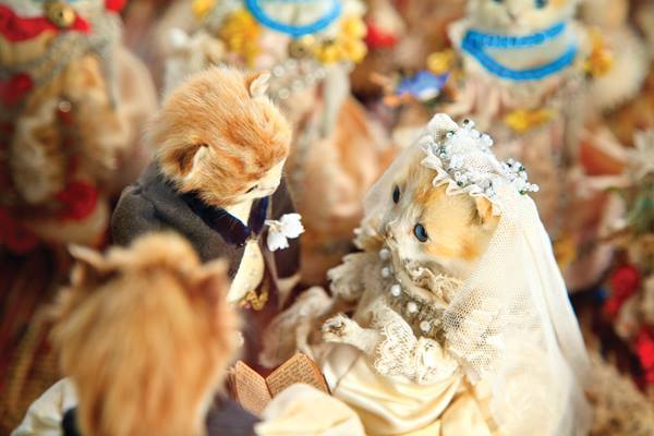kittenswedding A detail of Walter Potter's "Kittens' Wedding," circa 1890. (Photo by Joanna Ebenstein, via Morbid Anatomy/Blue Rider Press)