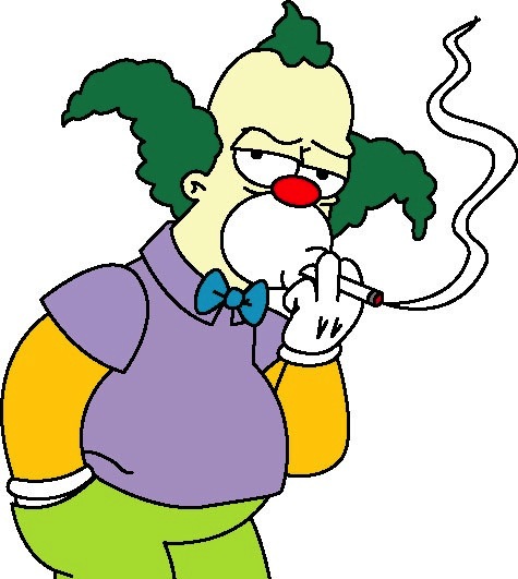 krusty-the-clown The chain-smoking Krusty the Clown debuted in "The Simpsons" cartoon in 1989.