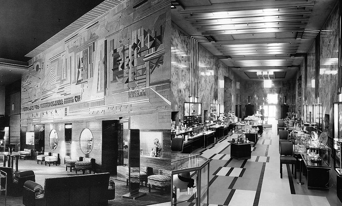 bullockswilshire Eleanor LeMaire was in charge of overseeing the interior design of the Bullock's Wilshire, which was all about the emotional experience of the store, which opened in 1929. Jocks Peters was one of the most important designers on the project, and Henry Sachs painted the ceiling mural. (Via TenOver6.com)