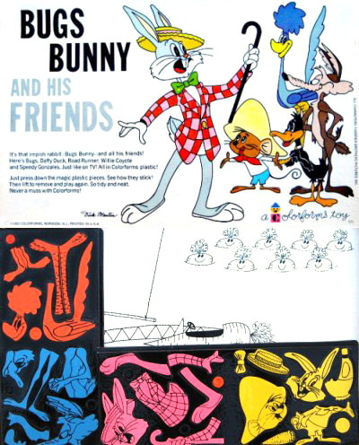 BugsBunny Colorforms licensed lots of cartoon characters, including Bugs Bunny and others from Warner Bros.