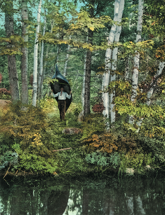 Canoe An Adirondack outdoorsman carrying his canoe.
