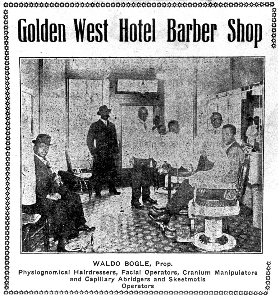 The Golden West Hotel in Portland, Oregon, opened in 1906 to serve the city's booming black population. Waldo Bogle's barbershop was one of the hotel's various businesses.