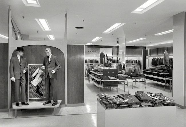 bloomies_mens The Loewy-designed men's department in Bloomingdale's in Hackensack, New Jersey in 1959. (Via the Gottscho-Schleisner Collection at the Library of Congress)