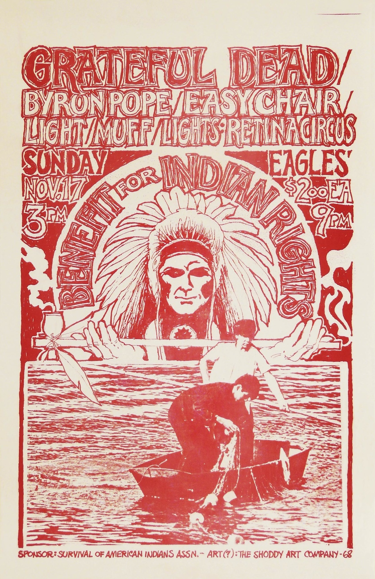 Grateful Dead Benefit The self-deprecating credit at the bottom of this 1968 poster by Walt Crowley ("The Shoddy Art Company") could suggest the artist's ambivalence about even being considered an artist.
