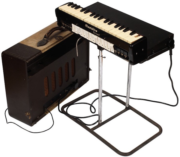 SelmerClavioline Top: Though invented in 1947, the Clavioline's big break came in 1962 with the release of "Telstar," which charted No. 1 in the U.K. and U.S. Above: The Selmer version of the Clavioline, shown here on a stand. Clavioline photo by <a href="http://www.richardecclestone.com/index.htm">Richard Ecclestone</a>.