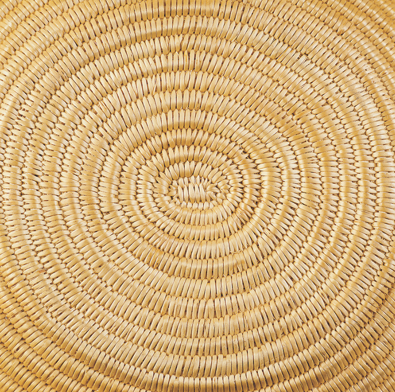 68 Washoe Coiled Willow Detail of the bottom of an oval-coiled Washoe basket. Note that it coils to the left.