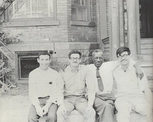 78_collector_nickperls_sonhouse_wirz In the 1960s, members of the "Blues Mafia," including Yazoo Records founder Nick Perls (far left), Dick Waterman, and Phil Spiro (far right), went looking for country blues singers like Son House (second from the right). They persuaded House to revive his career. (Photo by Mrs. House, using Dick Waterman's camera, via <a href="http://www.wirz.de/music/bg_npfrm.htm">Wirz.de</a>)