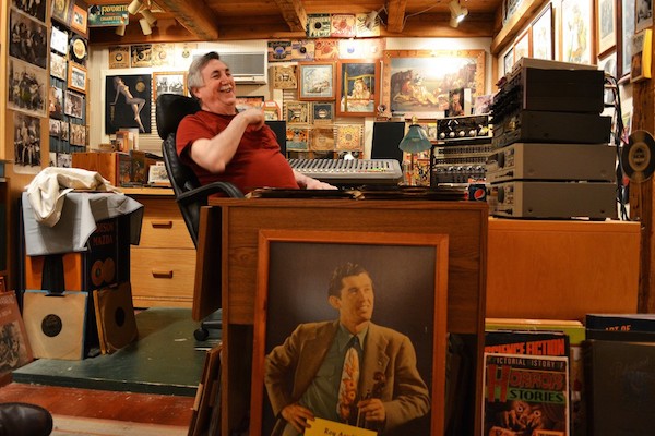 78_collector_richardnevins_heneghan21 Richard Nevins, who runs the 78 reissue label Yazoo Records, sits in his personal record room. (Via John's Old Time Radio Show)