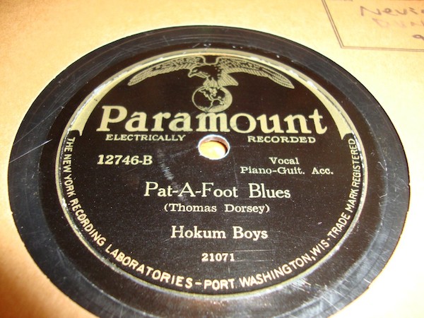 78_record_paramount_hokumboys_heneghan20 The Hokum Boys, featuring Tampa Red and "Georgia Tom" Dorsey, recorded bawdy blues records for Paramount. From John Heneghan's collection. (Via John's Old Time Radio Show