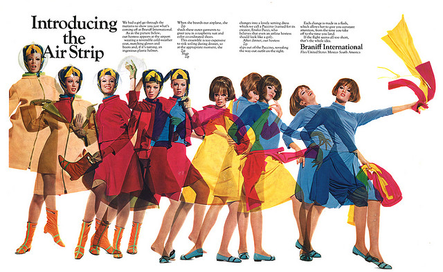 airlines_braniff_airstripad A 1965 ad promotes Braniff International's Air Strip gimmick.