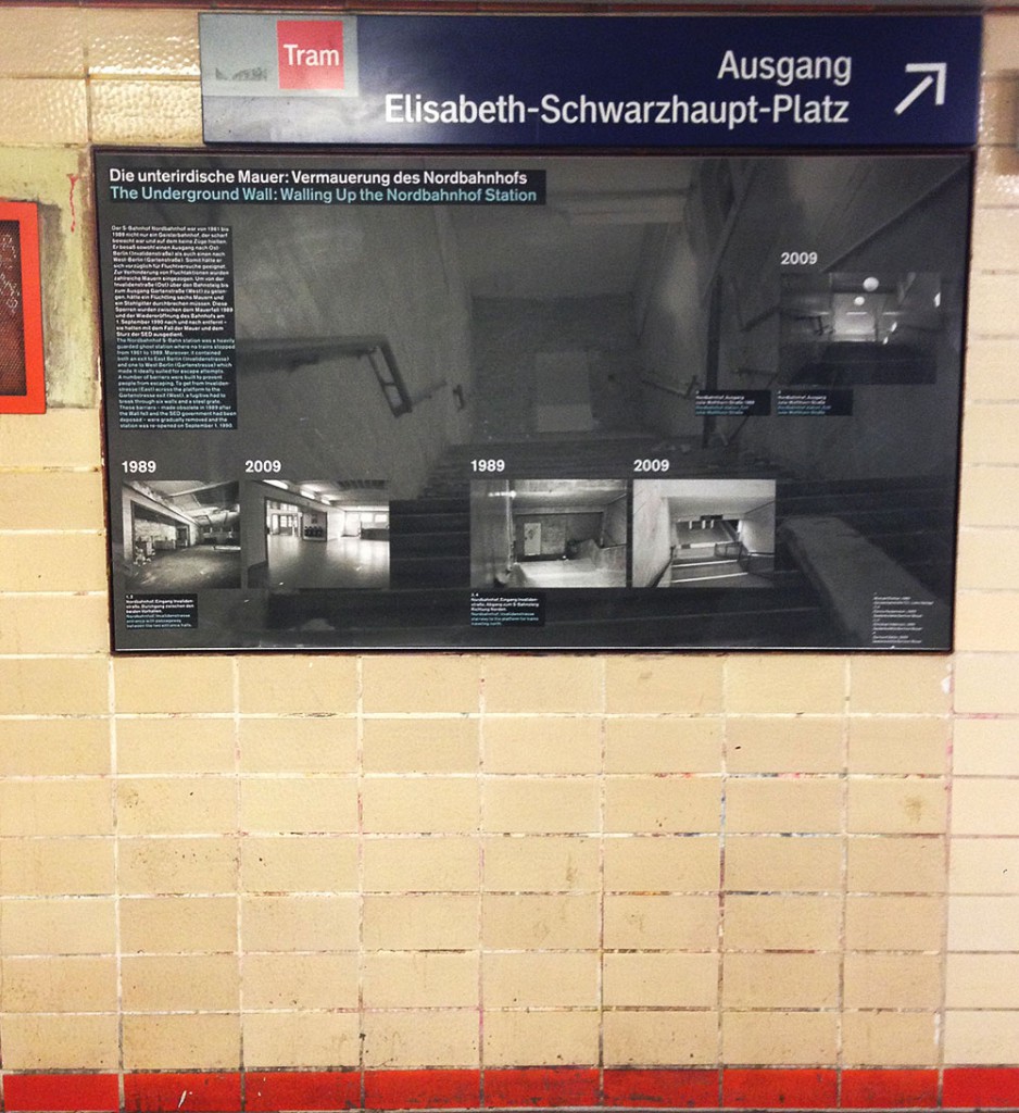 The Nordbahnhof train station, which once fell along the border between East and West Berlin, is an active station and a memorial. Displays explore the effects of war on Berlin's transit system and the use of empty "ghost stations" while Berlin was divided.