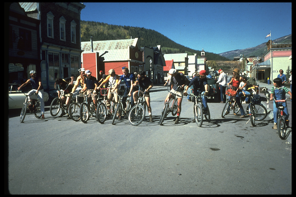 CrestedButte Riders line up in 1978 for the second Pearl Pass Tour in Crested Butte, Colorado.