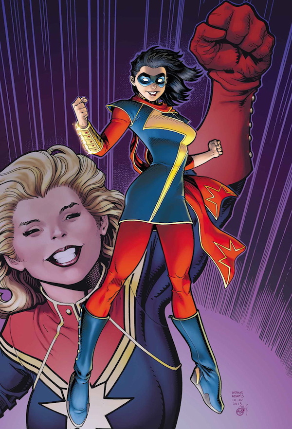 trina_current_msmarvel In the new "Ms. Marvel" series—created by two women, editor Sana Amanat and writer G. Willow Wilson, and one man, artist Adrian Alphona—the heroine is Kamala Khan, a Pakistani American teenager living in New Jersey. (Via Marvel.wikia.com)