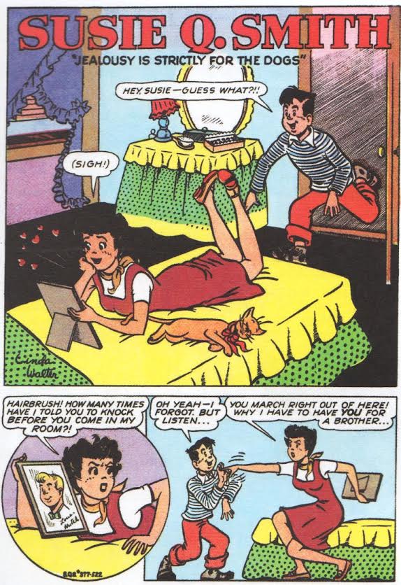 trina_50s_comics_susieqsmith After the war, Linda Walter introduced Susie Q. Smith, a comic about a cute teenage girl who pined for boys. (Via "Pretty in Ink")