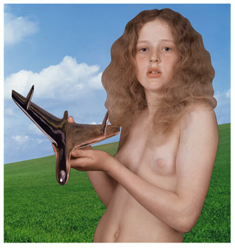 Mariora Goschen at age 11, holding an airplane-like spaceship. Seidemann titled this photograph “Blind Faith,” which Eric Clapton used for the name of his new band.