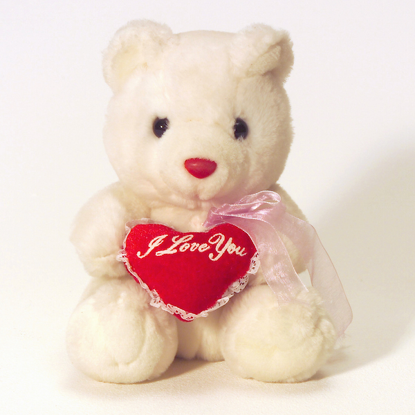 The story for this Valentine's teddy bear from Zagreb says, "WHAT A LIE! LIES, DAMN LIES! Yes, it's like that when you are young, naïve and in love. And you don't realize your boyfriend started dating you just because he wanted to take you to bed!" (Courtesy of the Museum of Broken Relationships)