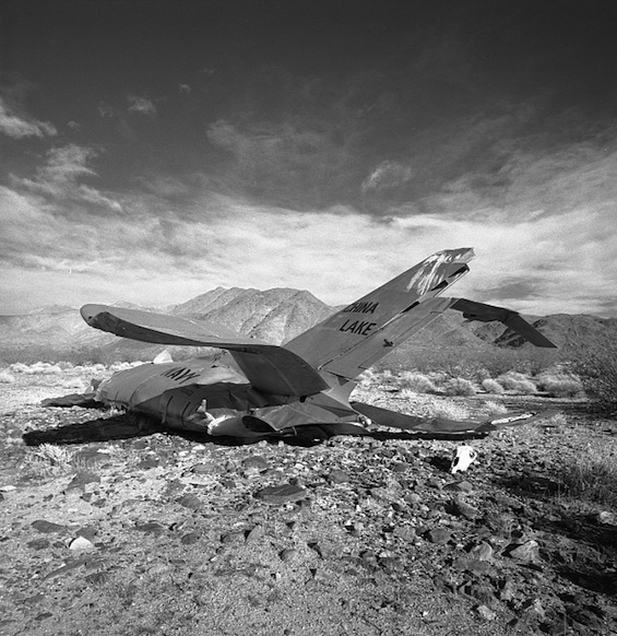 F-86 wreck with skull, China Lake Naval Weapons Station, 1987.