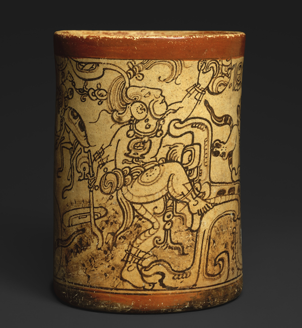 This small ceramic vessel from 7th-8th century Guatemala depicts Chaak, god of rain. Via the <a href="http://www.metmuseum.org/collection/the-collection-online/search/310364">Metropolitan Museum of Art</a>