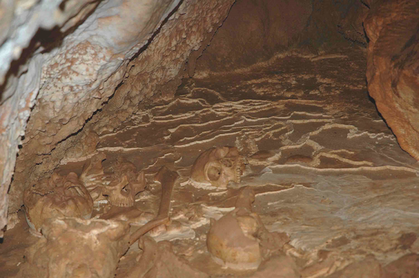Skulls on the floor of the Midnight Terror Cave.