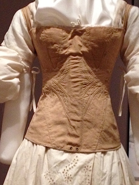 An example of a corset with a pocket for a busk at the 2012 "Underneath It All" exhibition at the Missouri History Museum in St. Louis. (Photo courtesy of Nancy Rosin)