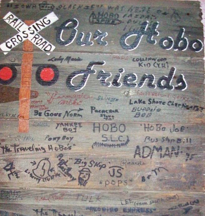 At Mary Jo's Hobo House restaurant, hoboes sign this piece of driftwood. (Via the Hobo House Facebook page)