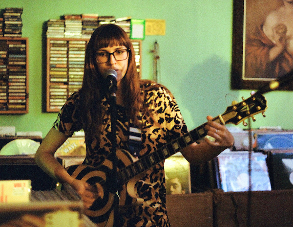 Ellie Mae Carpenter plays with her band, the Abigails, at the Burger Records store in Fullerton, California, in 2012. (By Stephanie Pratt, via the Burger Records web page)