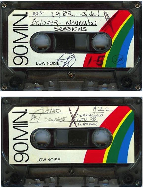 Two sides of one of the 54 tapes McGee received from Jaffe, a 1982 recordings they made as Viscera with McGee on un-amplified vocal and Debbie on Casio VL-Tone played through a Marlboro brand amplifier. (Listen at HalTapes.com)