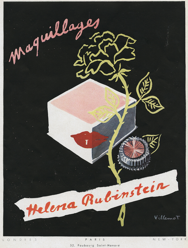 A 1949 French advertisement for complexion powder and rouge drawn by Bernard Villemot. (Courtesy of the Jewish Museum, © 2014 Artist Rights Society (ARS), New York / ADAGP, Paris)