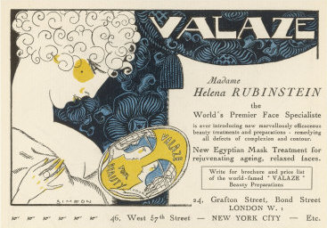 An ad for Rubinstein's Valaze beauty preparation from the 1910s. (© Helena Rubinstein, Inc.)