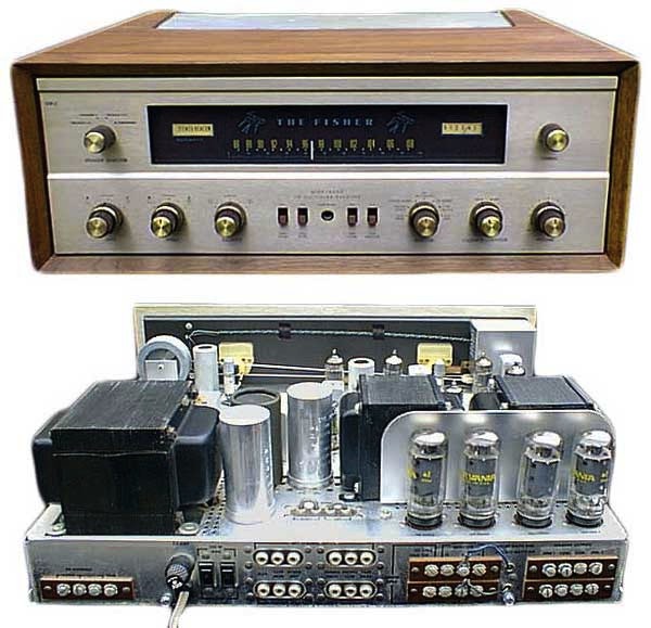 The author grew up listening to a Fisher 500-C, which was powered inside by no less than 18 vacuum tubes. Via US Audio Mart