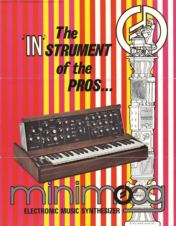 A 1972 brochure for the Minimoog. Courtesy Retro Synth Ads.