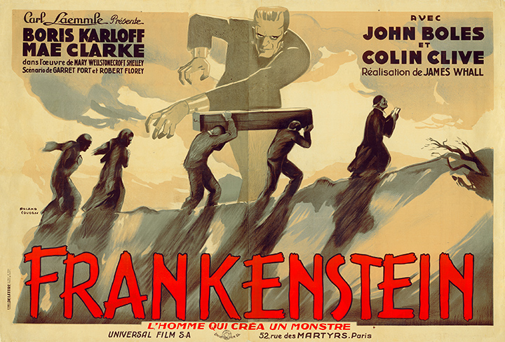 The French double panel for 1931's "Frankenstein." Hammett writes he was compelled by the creature's "condition of loneliness and sorrow." (From "Too Much Horror Business")