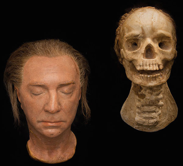 These two props from 1943's "The Return of the Vampire" starring Bela Lugosi show the vampire's head before and after it melts in the sun. (Photo courtesy of SFO Museum)