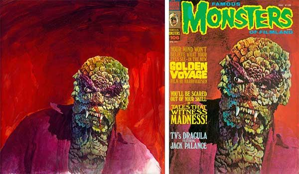 Hammett has original paintings by Basil Gogos, like this one of the Sun Demon, done for the cover of "Famous Monsters of Filmland." (Photo courtesy of SFO Museum and "Too Much Horror Business")