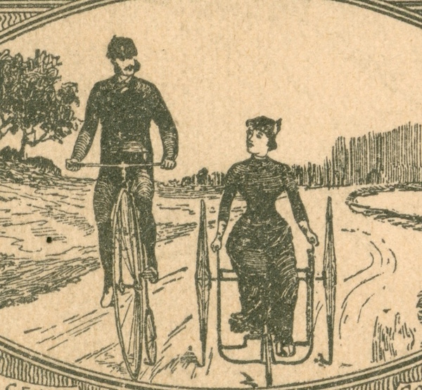 A detail of an advertisement for Columbia Bicycles and Tricycles from the Chrismans' collection. (From ThisVictorianLife.com)