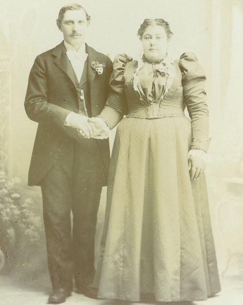 In the 1880s and 1890s, the Chrismans, like this unknown couple, would have posed unsmiling for a cabinet card. (Image from the Chrismans' collection, from ThisVictorianLife.com)