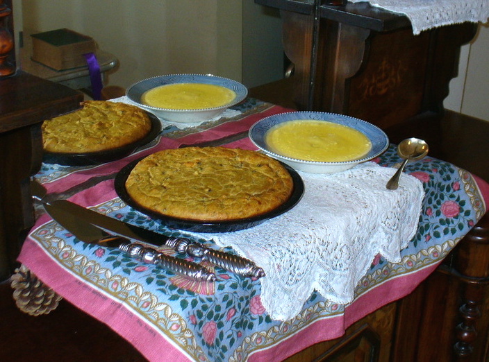 Sarah prepared this baked bread pudding and custard sauce from recipes in the 1893 edition of "The Book of Household Management" by Isabella Beeton. (From ThisVictorianLife.com)