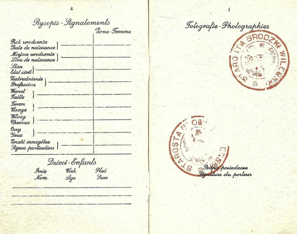 The inside of Kaplan's <a href="http://ourpassports.com/forged-passport-for-escape/">forged Polish passport</a> was already marked with official stamps, waiting for an escapee to add their details and photograph. (Click to enlarge)