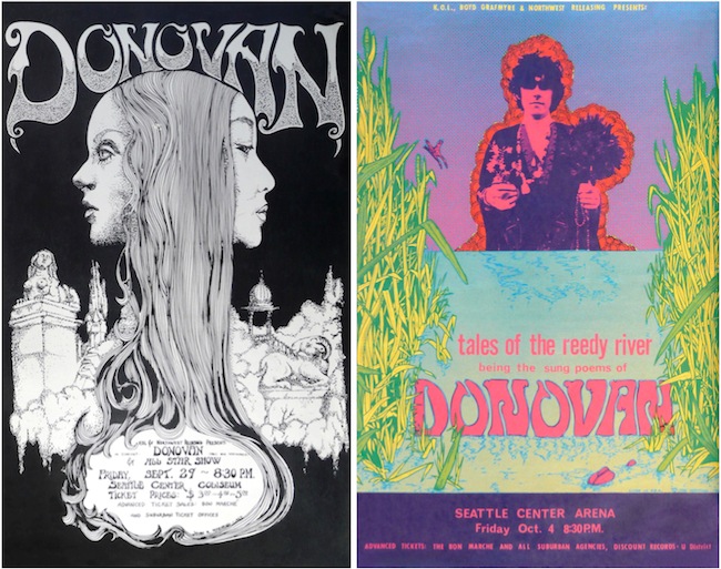 Moehring designed several posters for Donovan concerts—the second one prompted the English musician to call Moehring back into his dressing room so her could thank him personally for his work.