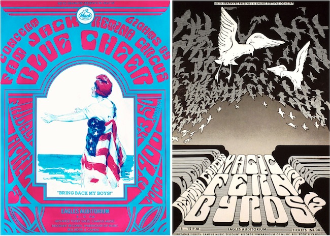 Two more examples of concert posters from Moehring's anti-war period in the spring of 1968.
