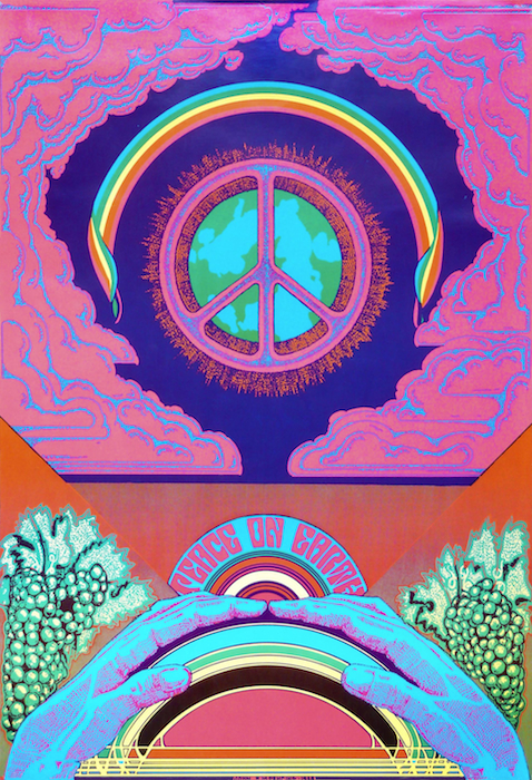 In December of 1968, the traditional Christmas sentiment of "Peace on Earth" was suddenly political. This poster was designed by Moehring for Grafmyre.