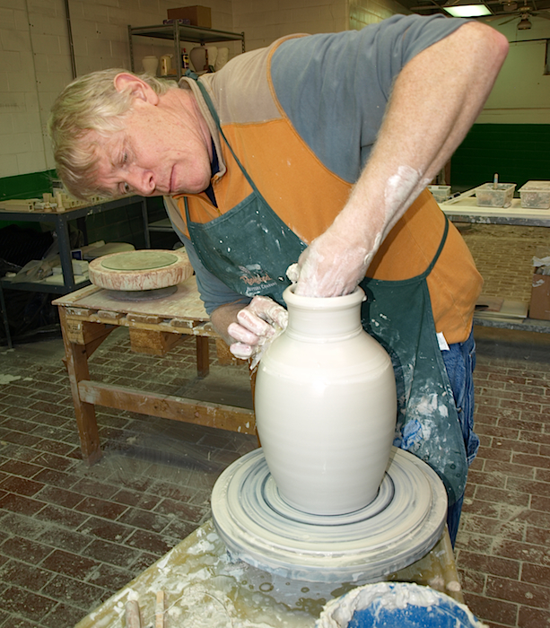 Though he’s best known for the hundreds of glazes he's developed in his seven years at Rookwood, glaze chemist Jim Robinson also makes time to design vases and formulate recipes for clay bodies.