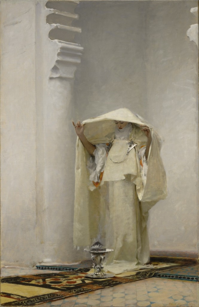 John Singer Sargent painted the Moroccan-inspired "Fumee d'Ambre Gris," or "Smoke of Ambergris," in 1880, long after the substance had become popular in the West for its aromatic qualities. Via the <a href="http://www.clarkart.edu/Art-Pieces/6145">Clark</a>.
