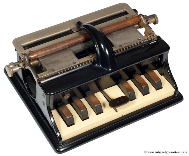 Top: Stevie Wonder teases members of Pentatonix and a live television audience for their inability to read Braille. Above: The Hall Braille-writer, 1892, was the first typewriter-like device made to help unsighted writers compose letters for unsighted readers.