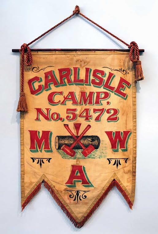 A Modern Woodmen of American parade banner, circa 1900. (Courtesy of the Webb Collection/University of Texas Press)