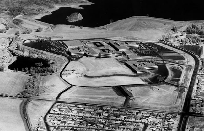 An aerial view of the Ramo-Wooldridge campus in Canoga Park, California, 1960.