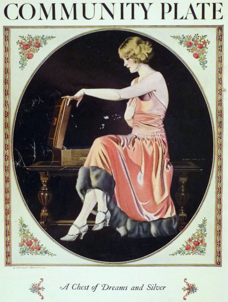 This 1920s Coles Phillips ad for Community Plate doesn't even show the silverware—just the woman's reaction to it.