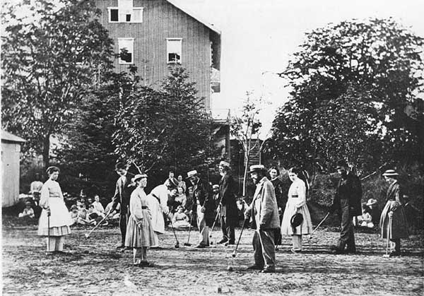 Members of the Oneida Community took to the middle-class hobby of croquet, circa 1865-1870. (From the Oneida Community Collection at Syracuse University Library in New York)