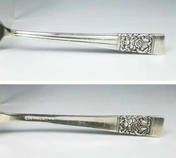 Oneida Limited introduced its "Coronation" silverplate pattern in 1936 to honor the crowning of Edward VIII as King of England. The pattern, seen here with a "Community" mark, remained popular even after Edward abdicated his throne.