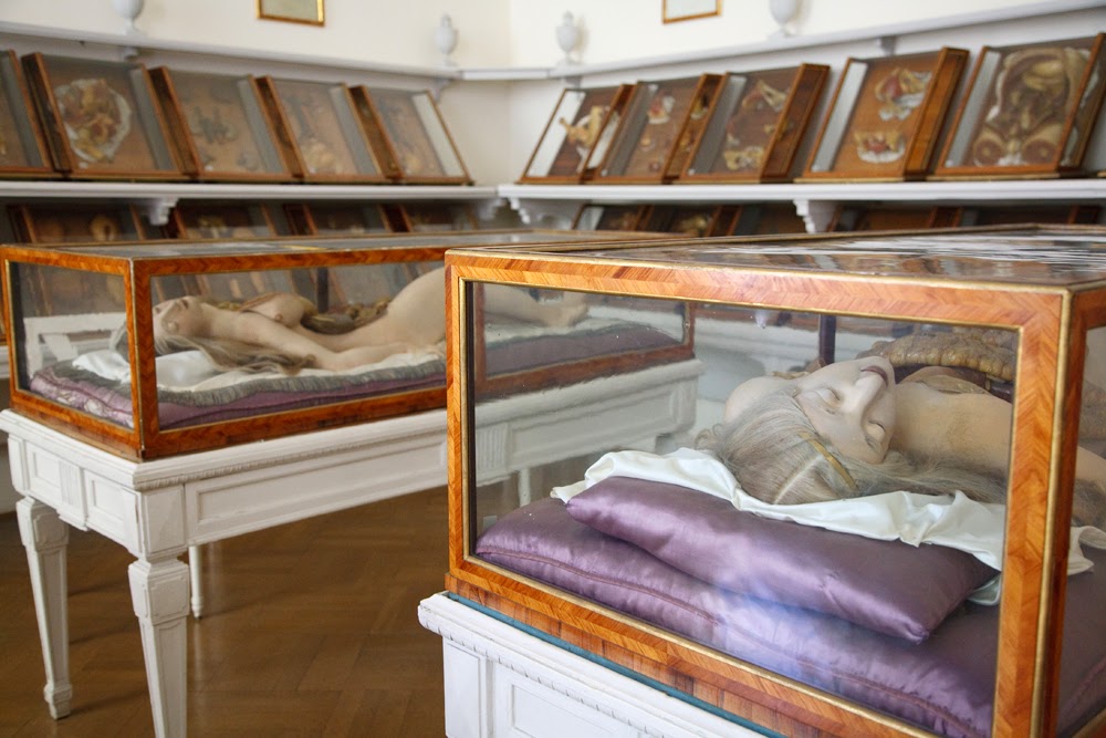 Two Anatomical Venuses at the Josephinum in Vienna, Austria, which were commissioned by Emperor Joseph II and transported over the Alps from Susini's workshop at La Specola. Courtesy the Josephinum, Collections and History of Medicine, MedUni Vienna. Photo © Joanna Ebenstein.